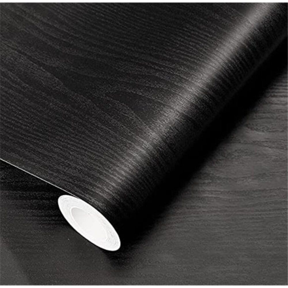 Black Wood Peel & Stick Wallpaper 17.71" x400" Self Adhesive